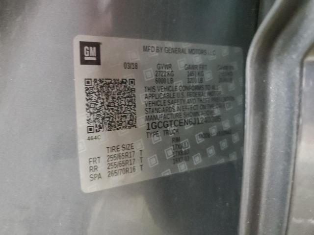 1GCGTCEN6J1240385 - 2018 CHEVROLET COLORADO LT GRAY photo 12