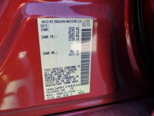 1N4AL3AP0FC248416 - 2015 NISSAN ALTIMA 2.5 BURGUNDY photo 12