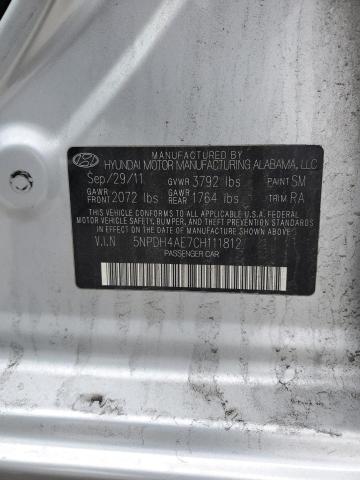 5NPDH4AE7CH111812 - 2012 HYUNDAI ELANTRA GLS SILVER photo 13