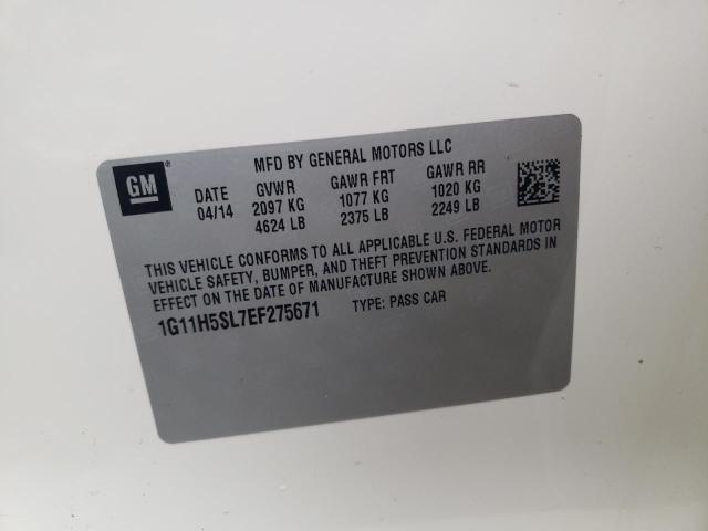 1G11H5SL7EF275671 - 2014 CHEVROLET MALIBU LTZ თეთრი ფოტო 12