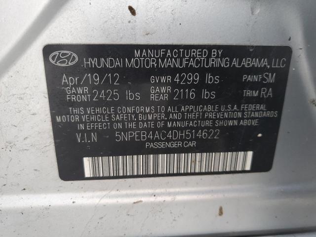 5NPEB4AC4DH514622 - 2013 HYUNDAI SONATA GLS SILVER photo 13