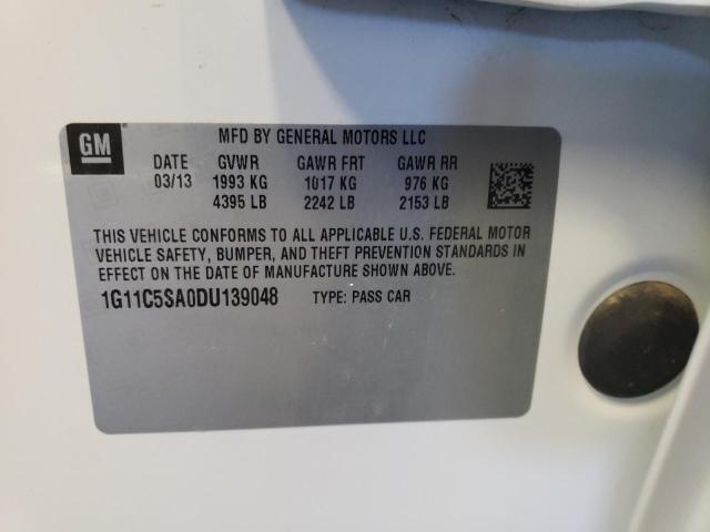 1G11C5SA0DU139048 - 2013 CHEVROLET MALIBU 1LT WHITE photo 12