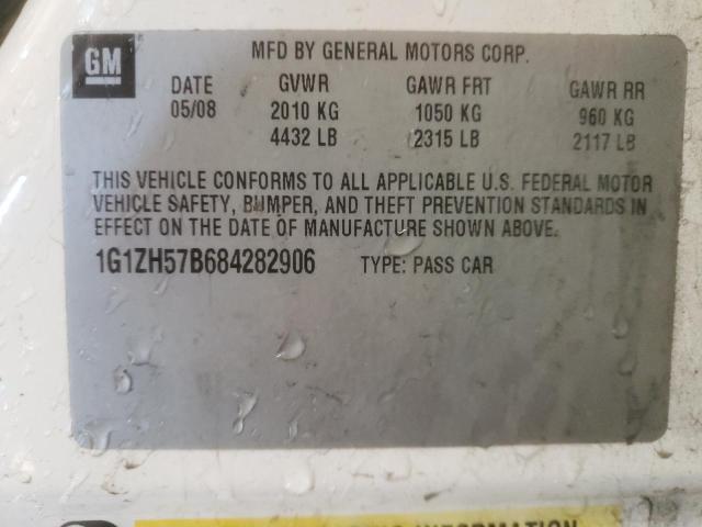 1G1ZH57B684282906 - 2008 CHEVROLET MALIBU 1LT WHITE photo 12