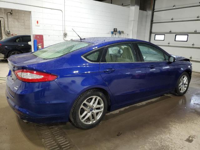 3FA6P0HD7ER111266 - 2014 FORD FUSION SE BLUE photo 3