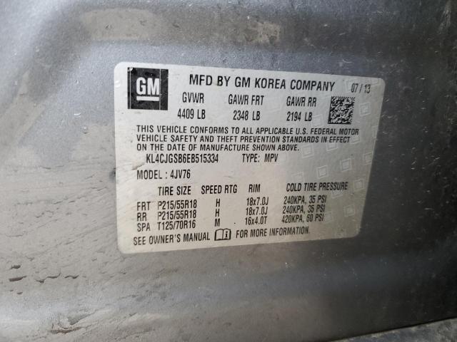 KL4CJGSB6EB515334 - 2014 BUICK ENCORE GRAY photo 13