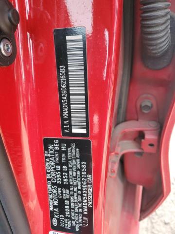 KNADN5A39D6216583 - 2013 KIA RIO EX RED photo 12