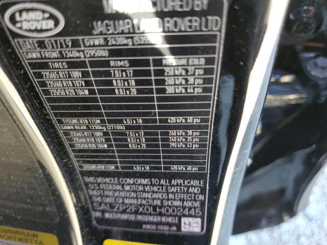 SALZP2FX0LH002445 - 2020 LAND ROVER RANGE ROVE SE BLACK photo 13