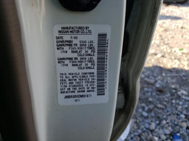 JN8DR09Y63W801411 - 2003 NISSAN PATHFINDER LE თეთრი ფოტო 14