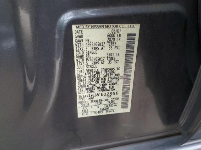 5N1AR18U28C612956 - 2008 NISSAN PATHFINDER S GRAY photo 13