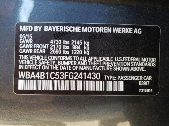 WBA4B1C53FG241430 - 2015 BMW 435 I GRAN COUPE GRAY photo 13