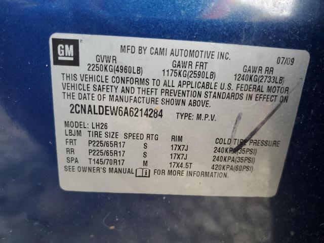 2CNALDEW6A6214284 - 2010 CHEVROLET EQUINOX LT BLUE photo 14