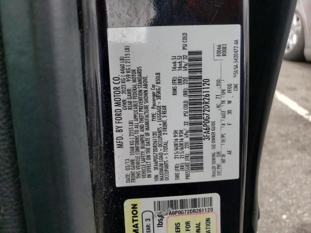 3FA6P0G72DR261120 - 2013 FORD FUSION S BLACK photo 12