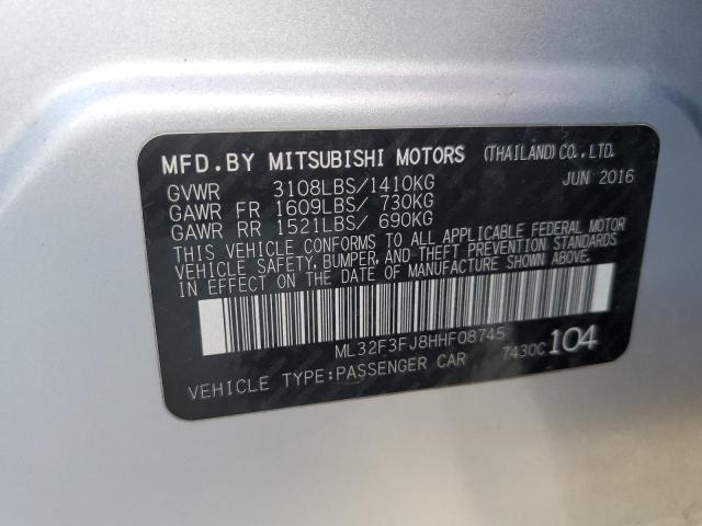 ML32F3FJ8HHF08745 - 2017 MITSUBISHI MIRAGE G4 ES ვერცხლისფერი ფოტო 12