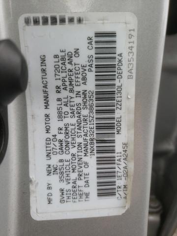 1NXBR32E15Z386352 - 2005 TOYOTA COROLLA CE SILVER photo 12