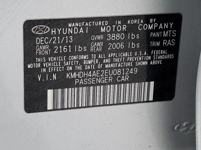 KMHDH4AE2EU081249 - 2014 HYUNDAI ELANTRA SE GRAY photo 12