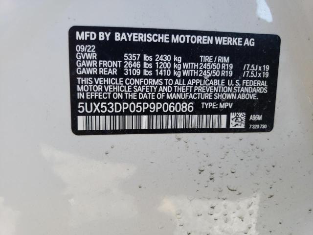 5UX53DP05P9P06086 - 2023 BMW X3 XDRIVE30I WHITE photo 12