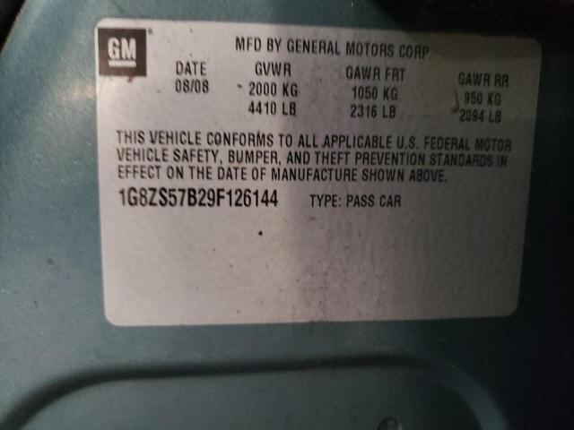 1G8ZS57B29F126144 - 2009 SATURN AURA XE TEAL photo 12