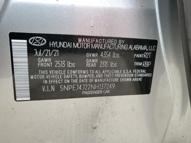 5NPEJ4J22NH137249 - 2022 HYUNDAI SONATA SEL PLUS SILVER photo 12