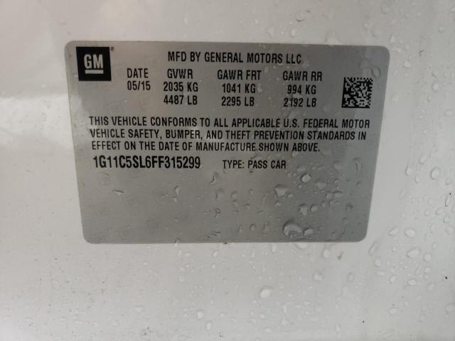 1G11C5SL6FF315299 - 2015 CHEVROLET MALIBU 1LT WHITE photo 12