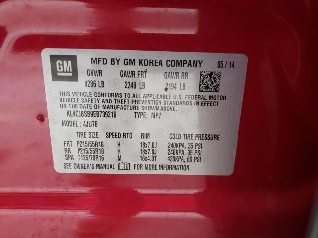 KL4CJBSB9EB739216 - 2014 BUICK ENCORE CONVENIENCE 红色 照片 13