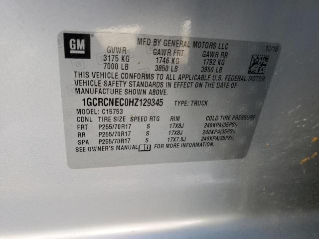 1GCRCNEC0HZ129345 - 2017 CHEVROLET SILVERADO C1500 SILVER photo 12