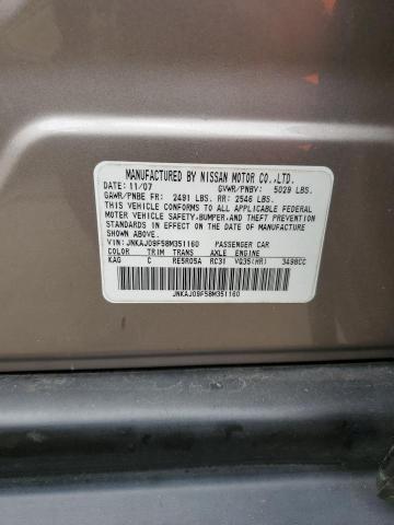 JNKAJ09F58M351160 - 2008 INFINITI EX35 BASE თაფლისფერი ფოტო 13