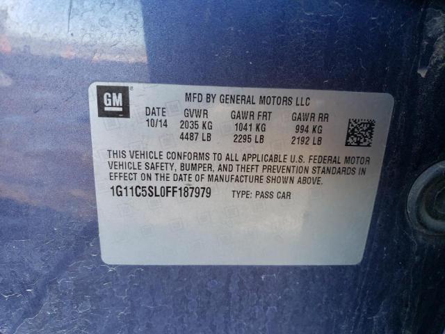 1G11C5SL0FF187979 - 2015 CHEVROLET MALIBU 1LT 黑色 照片 12