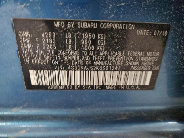 4S3GKAJ62K3601347 - 2019 SUBARU IMPREZA SPORT BLUE photo 13