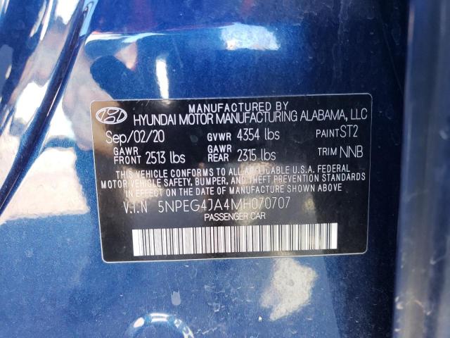 5NPEG4JA4MH070707 - 2021 HYUNDAI SONATA SE BLUE photo 12