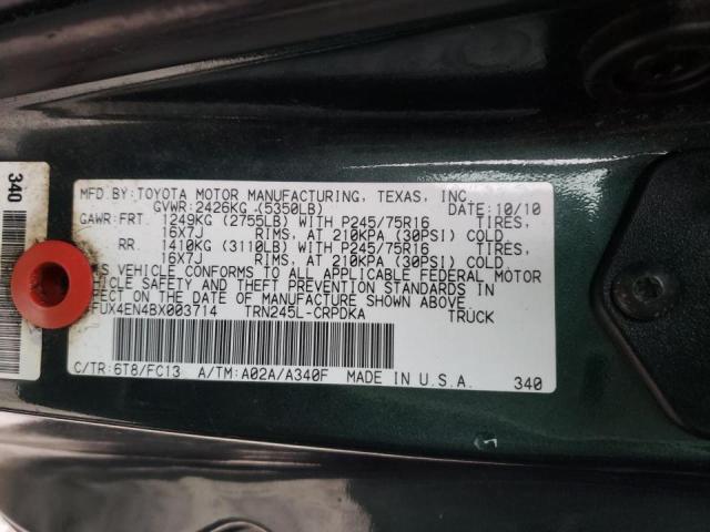 5TFUX4EN4BX003714 - 2011 TOYOTA TACOMA ACCESS CAB მწვანე ფოტო 13