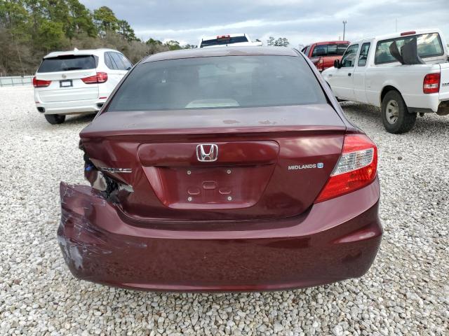 2HGFB2F57CH541163 - 2012 HONDA CIVIC LX MAROON photo 6