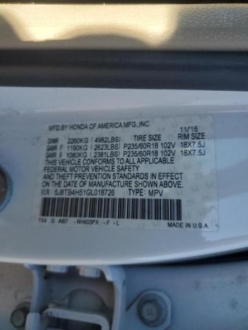 5J8TB4H51GL018726 - 2016 ACURA RDX TECHNOLOGY WHITE photo 14