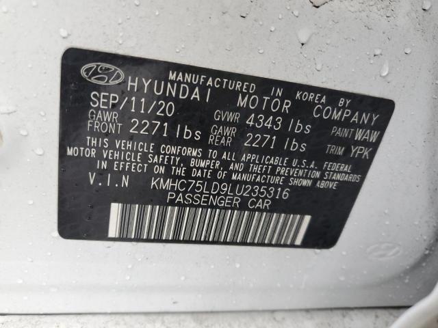 KMHC75LD9LU235316 - 2020 HYUNDAI IONIQ SEL WHITE photo 12