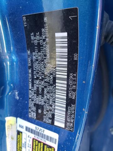 5TFRM5F17AX010574 - 2010 TOYOTA TUNDRA DOUBLE CAB SR5 BLUE photo 12