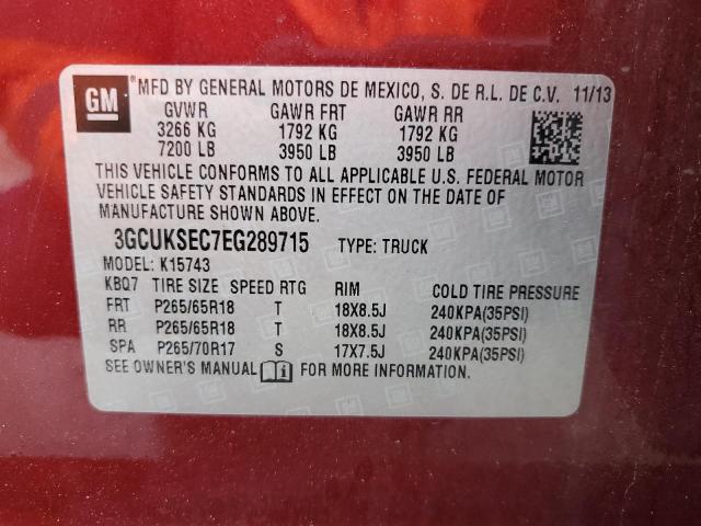 3GCUKSEC7EG289715 - 2014 CHEVROLET SILVRK1500 K1500 LTZ MAROON photo 12