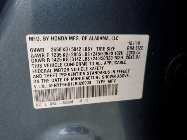 5FNYF6H01LB026900 - 2020 HONDA PILOT ELITE BLUE photo 13