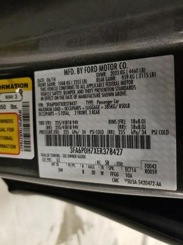 3FA6P0H7XER378427 - 2014 FORD FUSION SE GRAY photo 13