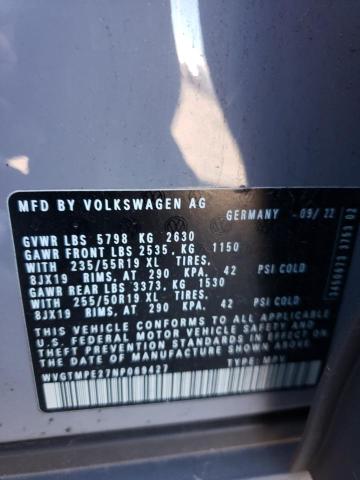 WVGTMPE27NP069427 - 2022 VOLKSWAGEN ID.4 PRO S GRAY photo 13