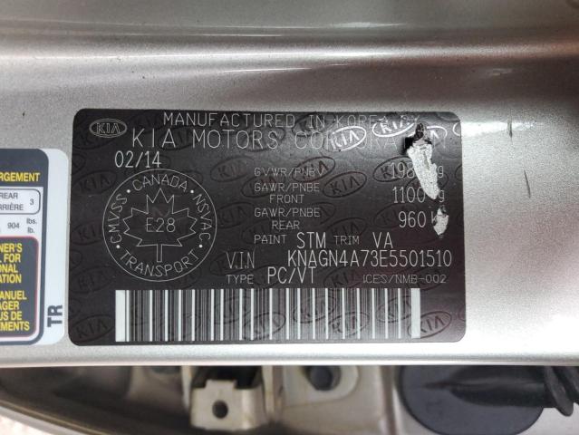 KNAGN4A73E5501510 - 2014 KIA OPTIMA EX SILVER photo 12