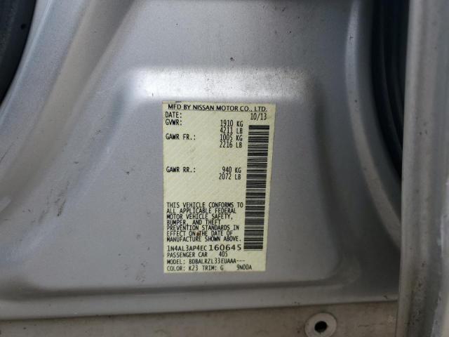 1N4AL3AP4EC160645 - 2014 NISSAN ALTIMA 2.5 SILVER photo 13