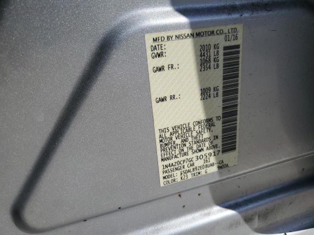 1N4AZ0CP7GC305917 - 2016 NISSAN LEAF S SILVER photo 12