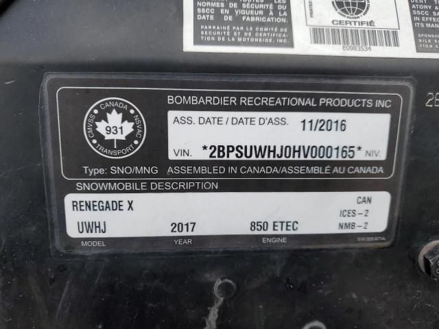 2BPSUWHJ0HV000165 - 2017 SKI DOO RENEGADE BLACK photo 10