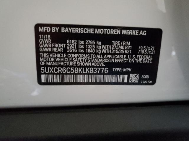 5UXCR6C58KLK83776 - 2019 BMW X5 XDRIVE40I WHITE photo 14