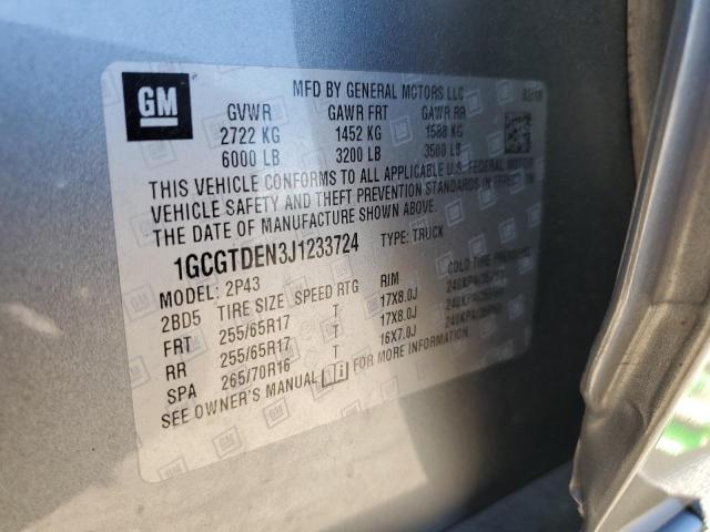 1GCGTDEN3J1233724 - 2018 CHEVROLET COLORADO Z71 GRAY photo 12