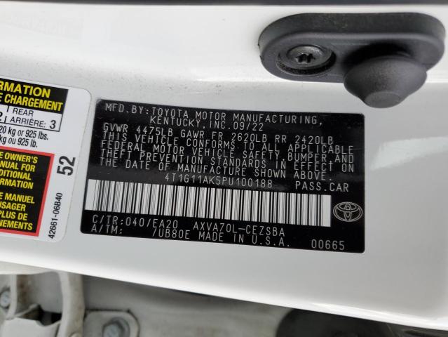 4T1G11AK5PU100188 - 2023 TOYOTA CAMRY SE NIGHT SHADE WHITE photo 12