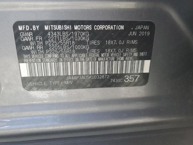 JA4AP3AU5KU032872 - 2019 MITSUBISHI OUTLANDER ES GRAY photo 13