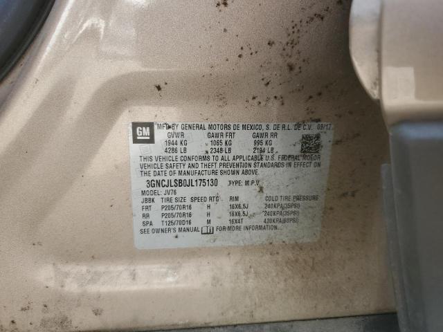 3GNCJLSB0JL175130 - 2018 CHEVROLET TRAX 1LT TAN photo 13