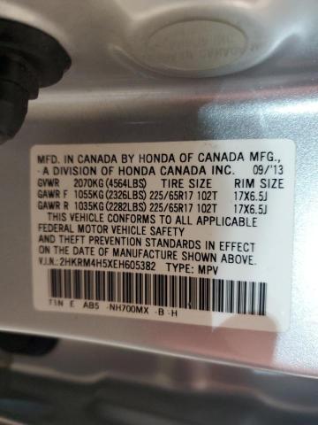 2HKRM4H5XEH605382 - 2014 HONDA CR-V EX SILVER photo 12