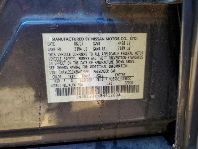 1N4BL21EX8N412694 - 2008 NISSAN ALTIMA 3.5SE GRAY photo 13