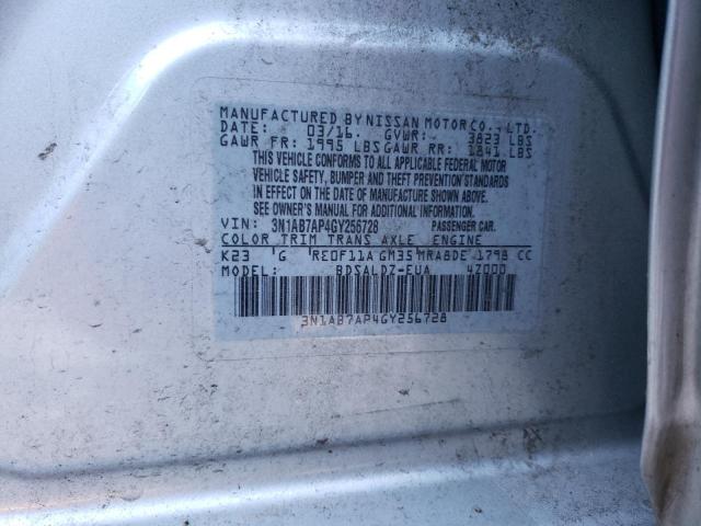 3N1AB7AP4GY256728 - 2016 NISSAN SENTRA S SILVER photo 12